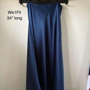 Navy Blue Satin Maxi Skirt